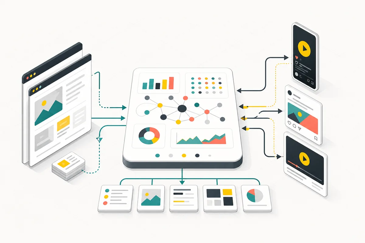 Search measurement workspace connecting website and platform content signals